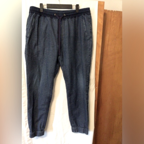J.Crew Denim Jogger Pants with draw string tie SZ L - Picture 1 of 10